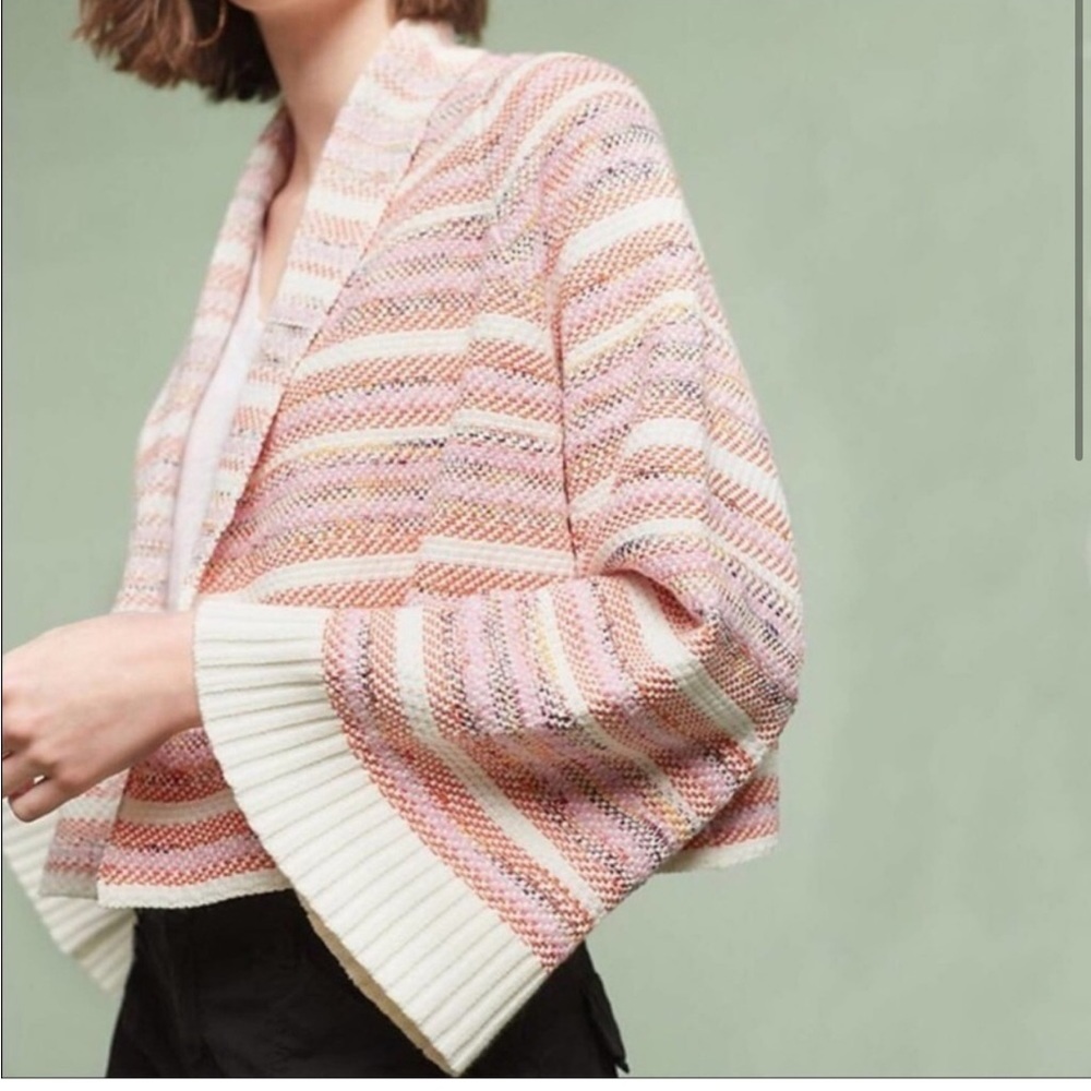 𝅺Anthropologie’s Moth Mahalia Kimono Cardigan 3/4 Sleeve Knit Sweater Size M